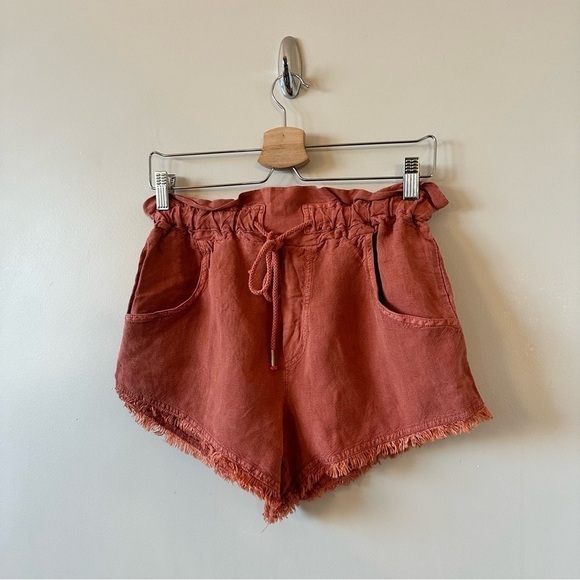 YOUNG Broke & Fabulous-Linen Blend Shorts With Raw Hem (Size:XS) - Picture 5 of 8